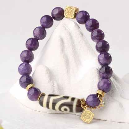 Potalapalace饰品手工天然紫龙晶双眼天珠手链