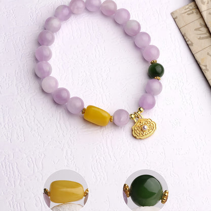 Potalapalace饰品 手工天然花卉梦境阴影紫锂辉石手链