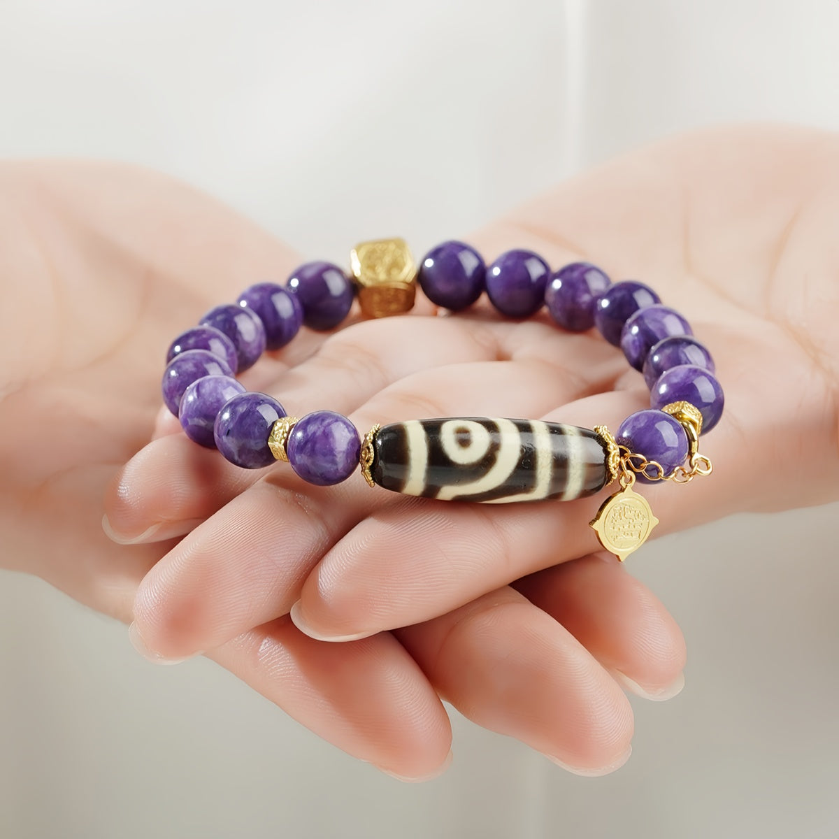 Potalapalace饰品手工天然紫龙晶双眼天珠手链