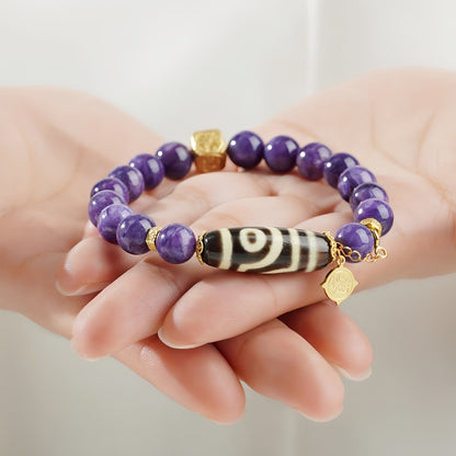 Potalapalace饰品手工天然紫龙晶双眼天珠手链