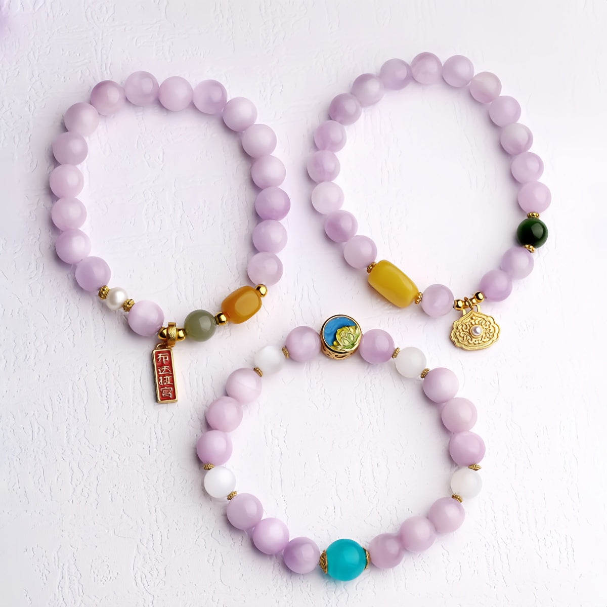 Potalapalace饰品 手工天然花卉梦境阴影紫锂辉石手链