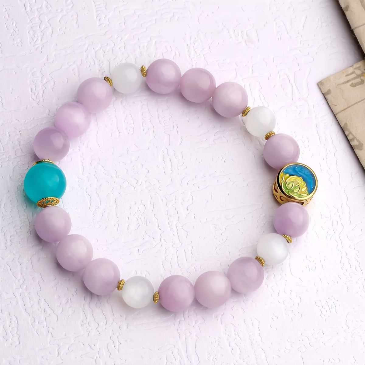 Potalapalace饰品 手工天然花卉梦境阴影紫锂辉石手链