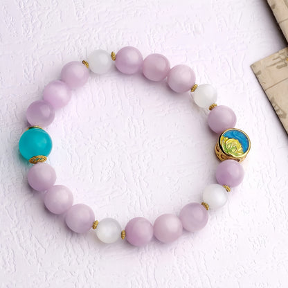 Potalapalace饰品 手工天然花卉梦境阴影紫锂辉石手链