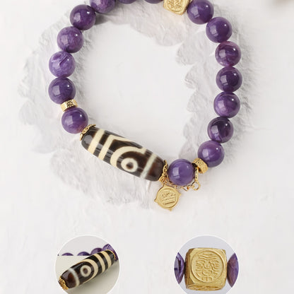 Potalapalace饰品手工天然紫龙晶双眼天珠手链