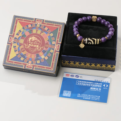 Potalapalace饰品手工天然紫龙晶双眼天珠手链