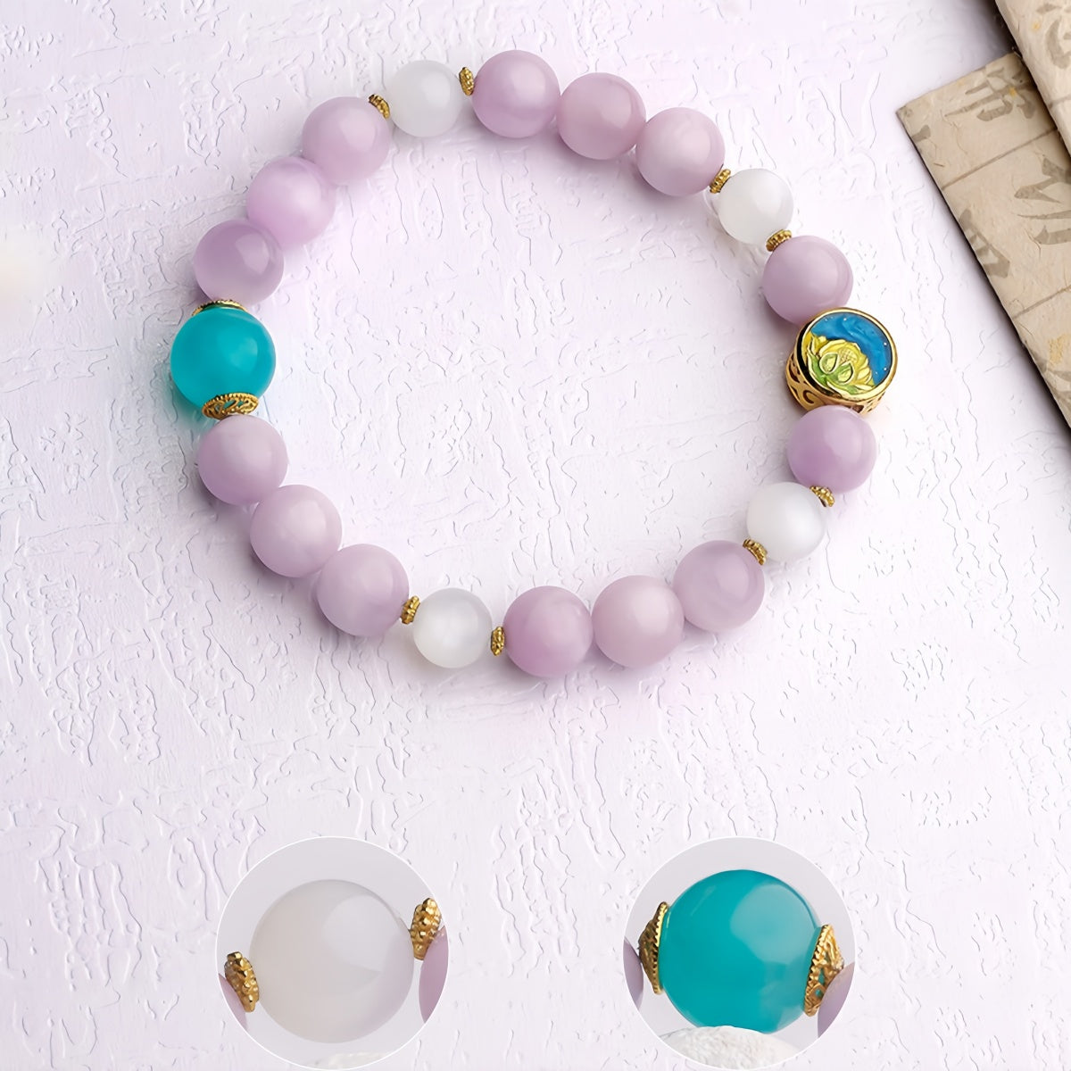 Potalapalace饰品 手工天然花卉梦境阴影紫锂辉石手链