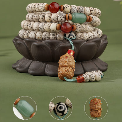 Potalapalace Accessories 手工天然108颗菩提子三眼天珠手链