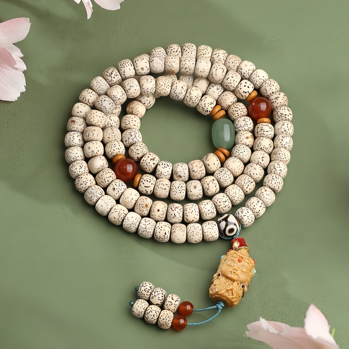 Potalapalace Accessories 手工天然108颗菩提子三眼天珠手链