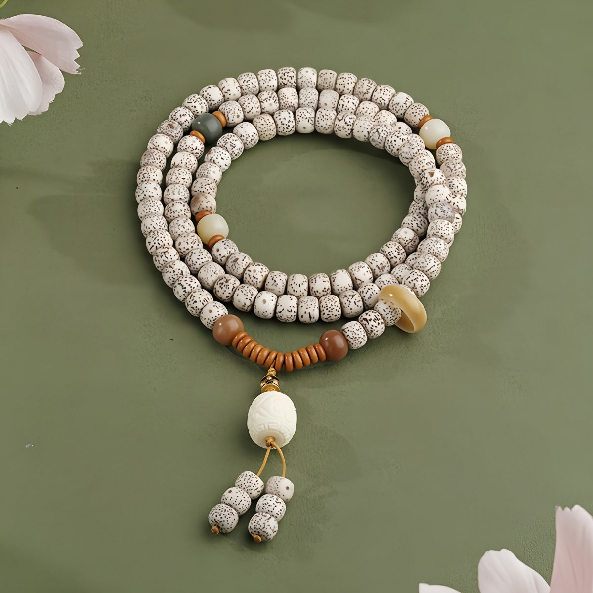 Potalapalace Accessories 手工天然108颗菩提子三眼天珠手链