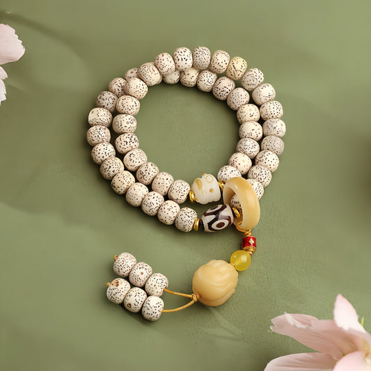 Potalapalace Accessories 手工天然108颗菩提子三眼天珠手链