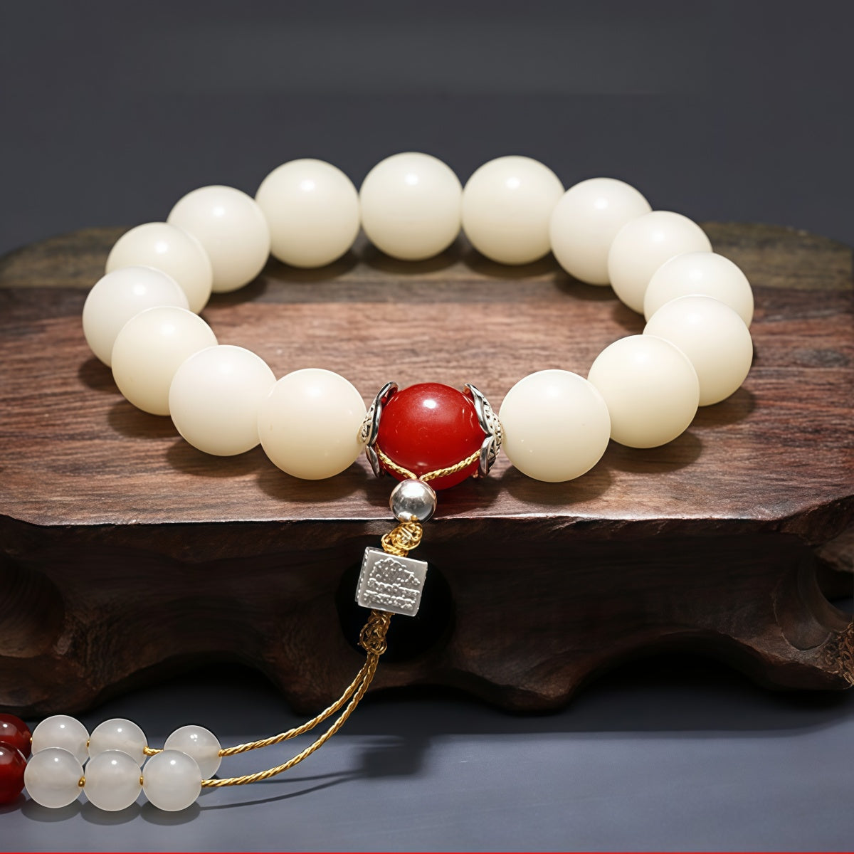 Potalapalace Accessories Handmade Natural White Jade Bodhi Root Bracelet