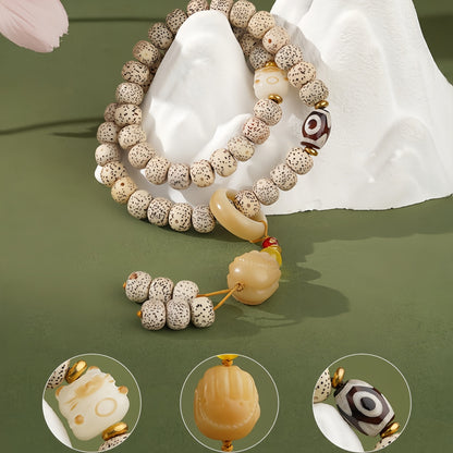 Potalapalace Accessories 手工天然108颗菩提子三眼天珠手链