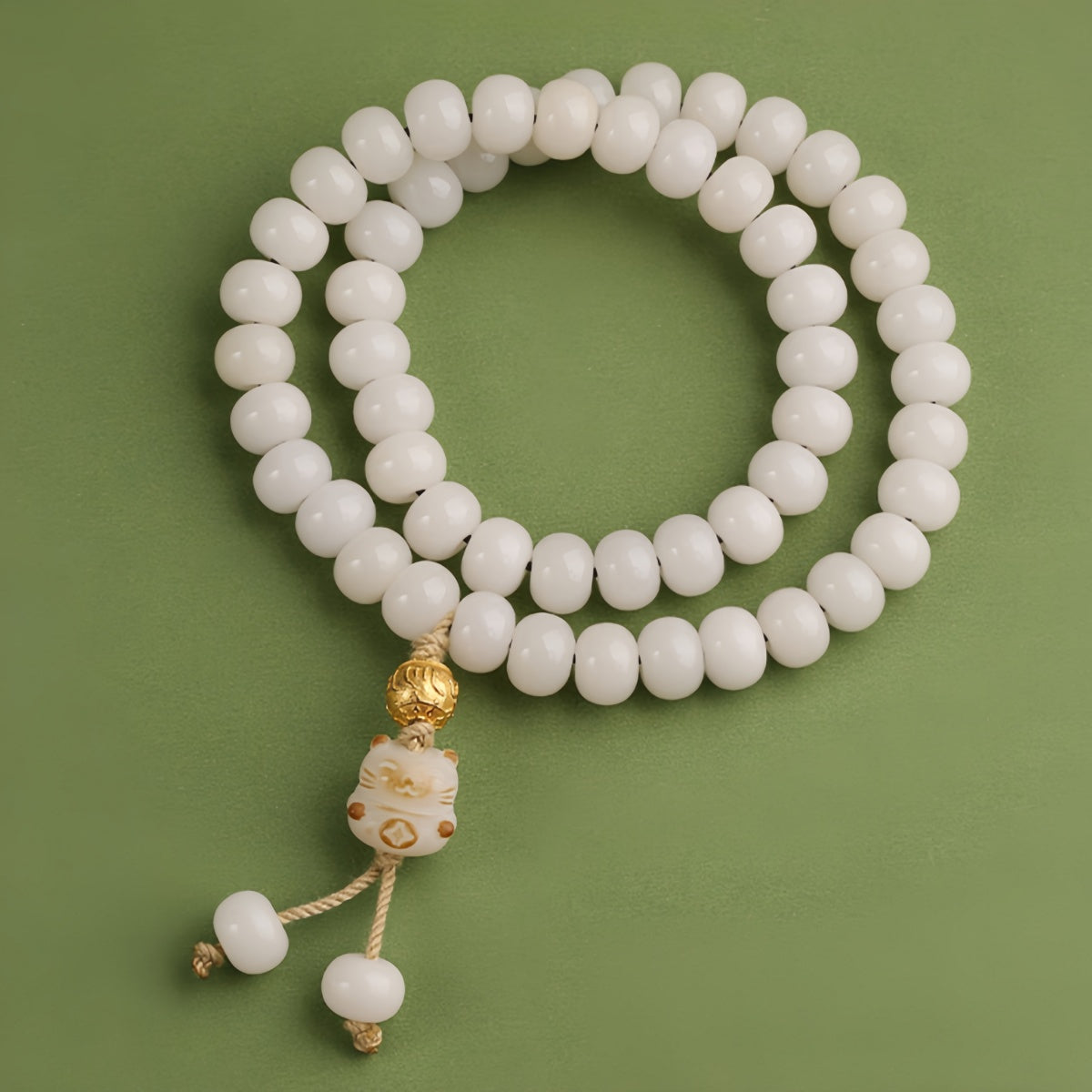 Potalapalace饰品 手工天然六字真言白玉菩提手链