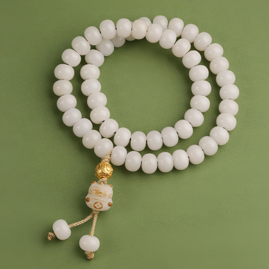 Potalapalace饰品 手工天然六字真言白玉菩提手链