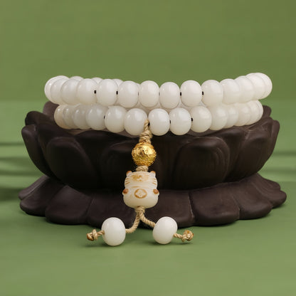 Potalapalace饰品 手工天然六字真言白玉菩提手链