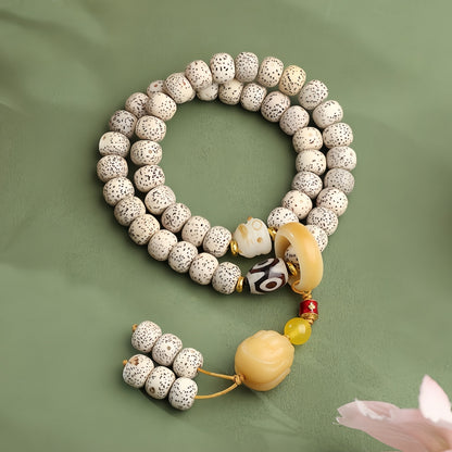 Potalapalace Accessories 手工天然108颗菩提子三眼天珠手链