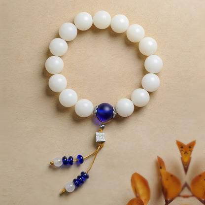 Potalapalace Accessories Handmade Natural White Jade Bodhi Root Bracelet
