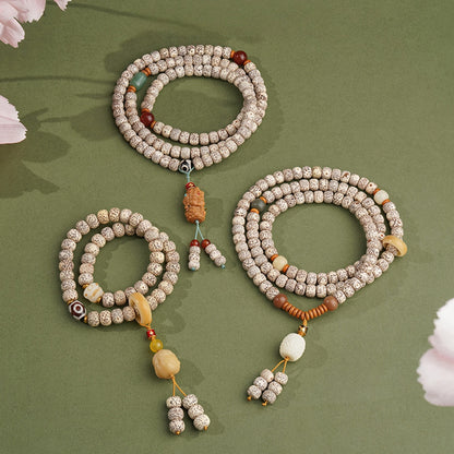 Potalapalace Accessories 手工天然108颗菩提子三眼天珠手链
