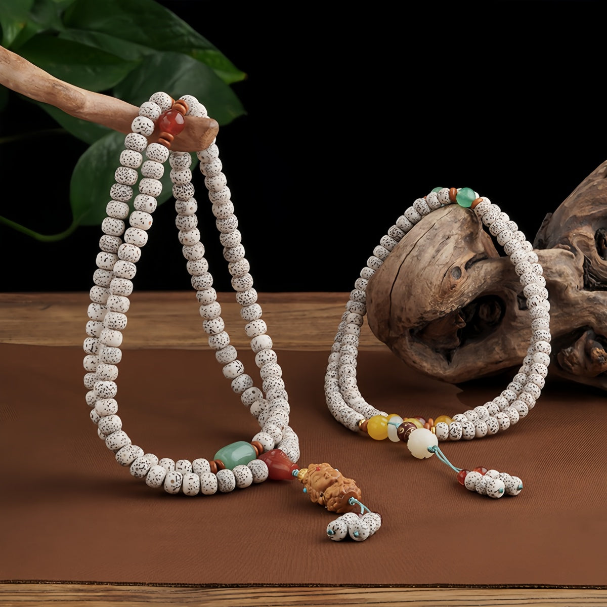 Potalapalace饰品 手工天然星月菩提108颗念珠缠绕手链