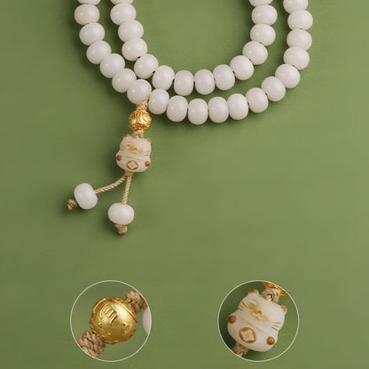 Potalapalace饰品 手工天然六字真言白玉菩提手链
