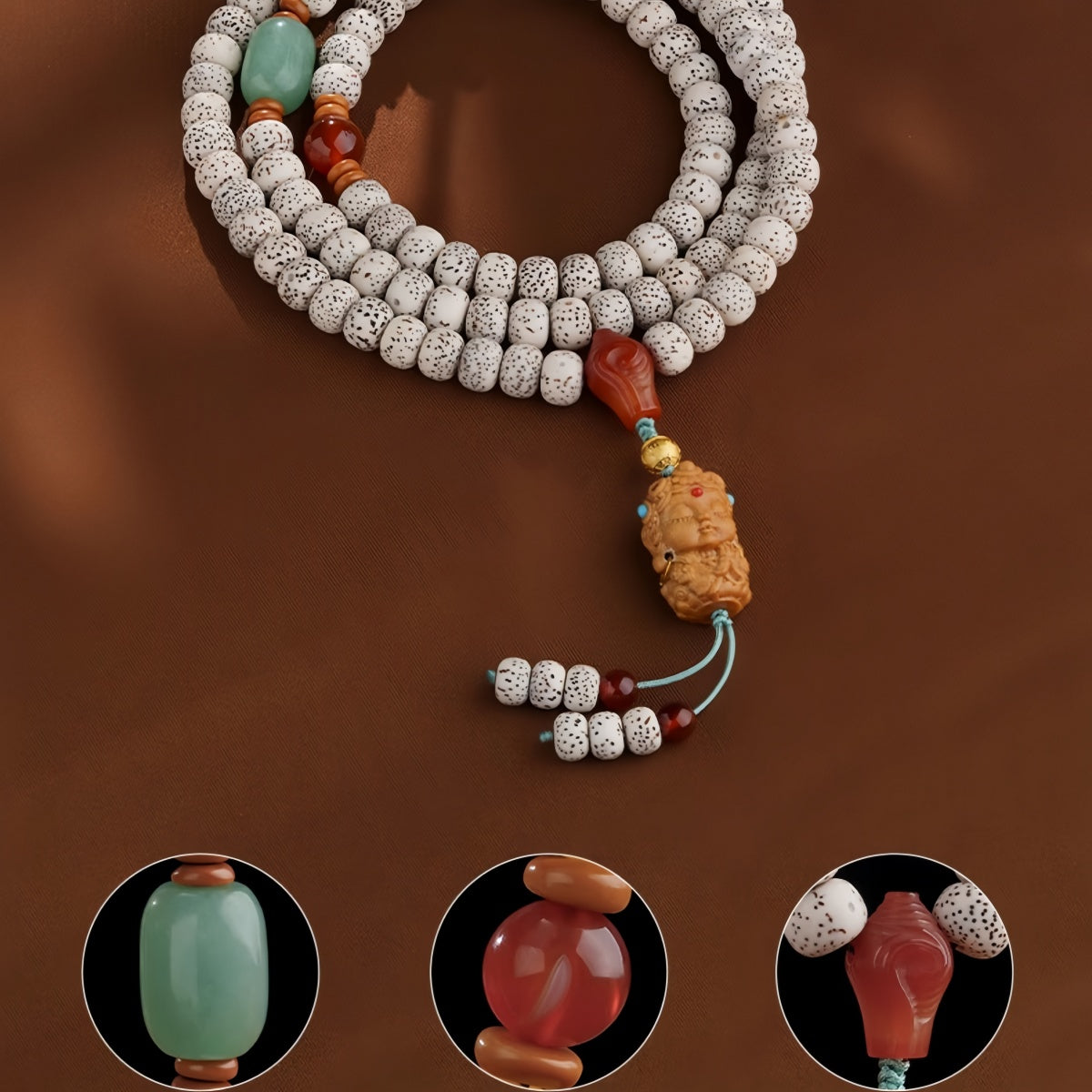 Potalapalace饰品 手工天然星月菩提108颗念珠缠绕手链