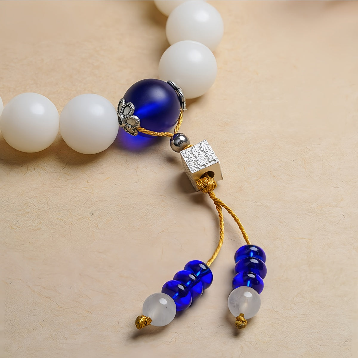 Potalapalace Accessories Handmade Natural White Jade Bodhi Root Bracelet