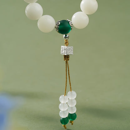 Potalapalace Accessories Handmade Natural White Jade Bodhi Root Bracelet