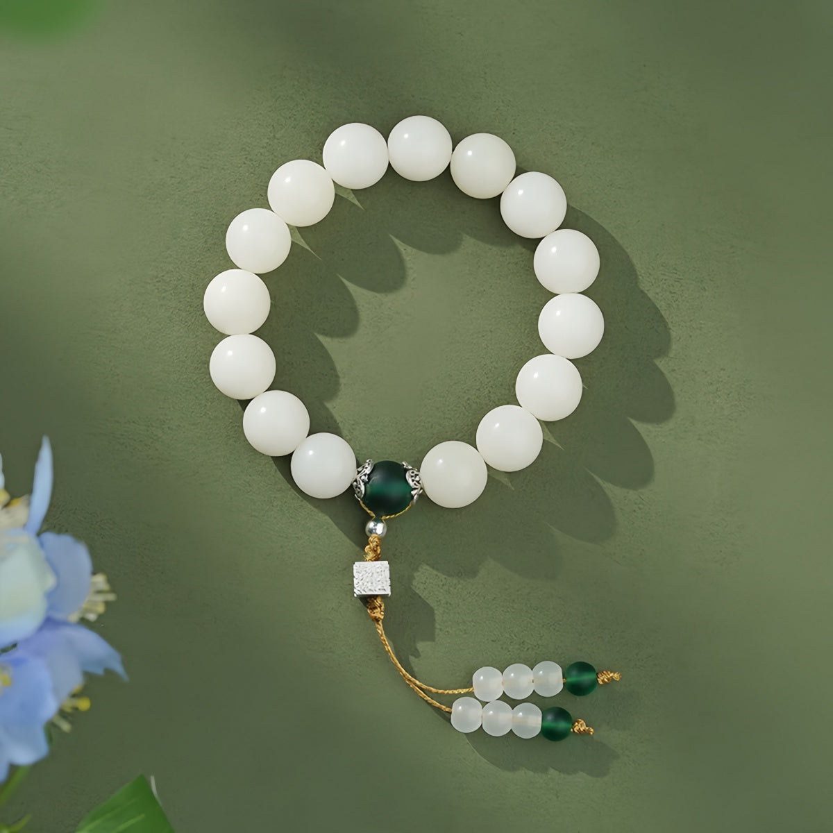 Potalapalace Accessories Handmade Natural White Jade Bodhi Root Bracelet