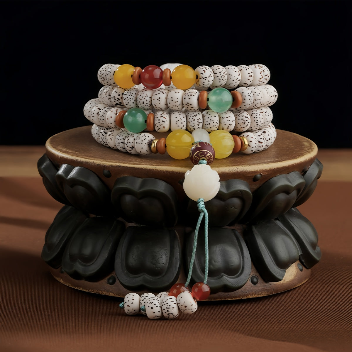 Potalapalace饰品 手工天然星月菩提108颗念珠缠绕手链