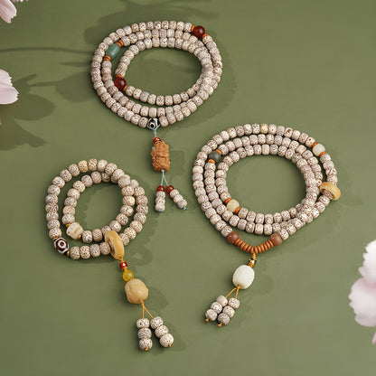Potalapalace Accessories 手工天然108颗菩提子三眼天珠手链