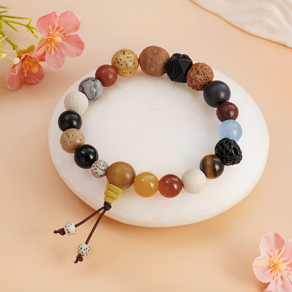 Potalapalace Accessories Handmade Natural 18-Seed Multi-Gem Buddhist Prayer Beads Bracelet