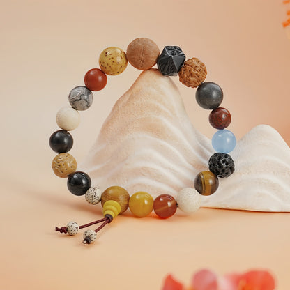 Potalapalace Accessories Handmade Natural 18-Seed Multi-Gem Buddhist Prayer Beads Bracelet