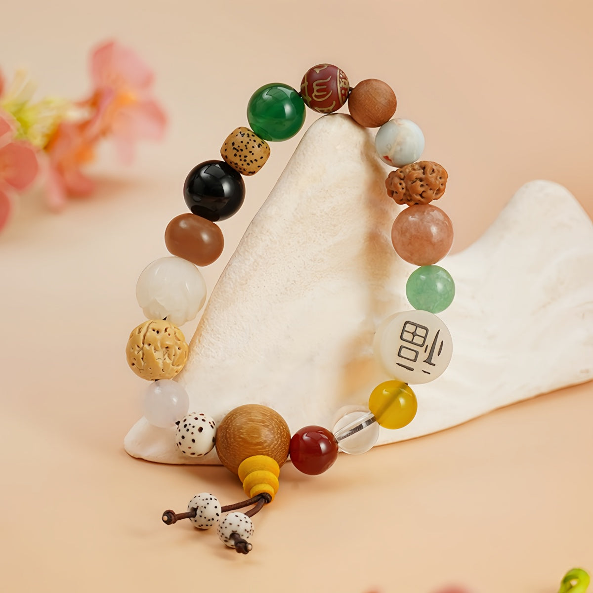 Potalapalace Accessories Handmade Natural 18-Seed Multi-Gem Buddhist Prayer Beads Bracelet