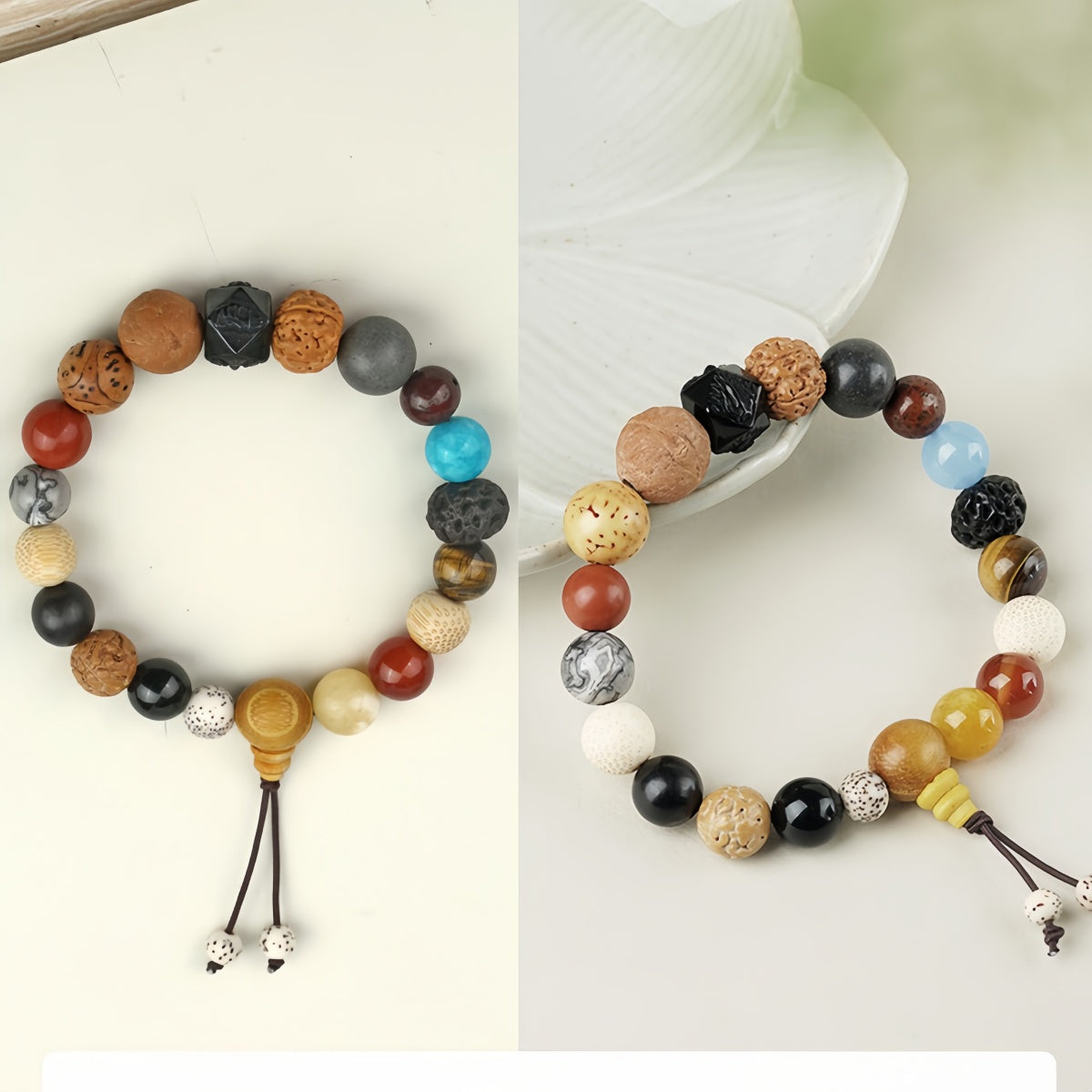 Potalapalace Accessories Handmade Natural 18-Seed Multi-Gem Buddhist Prayer Beads Bracelet