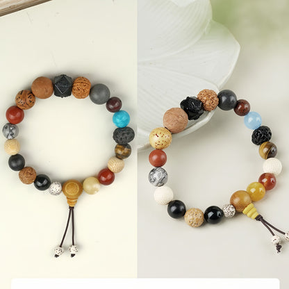 Potalapalace Accessories Handmade Natural 18-Seed Multi-Gem Buddhist Prayer Beads Bracelet