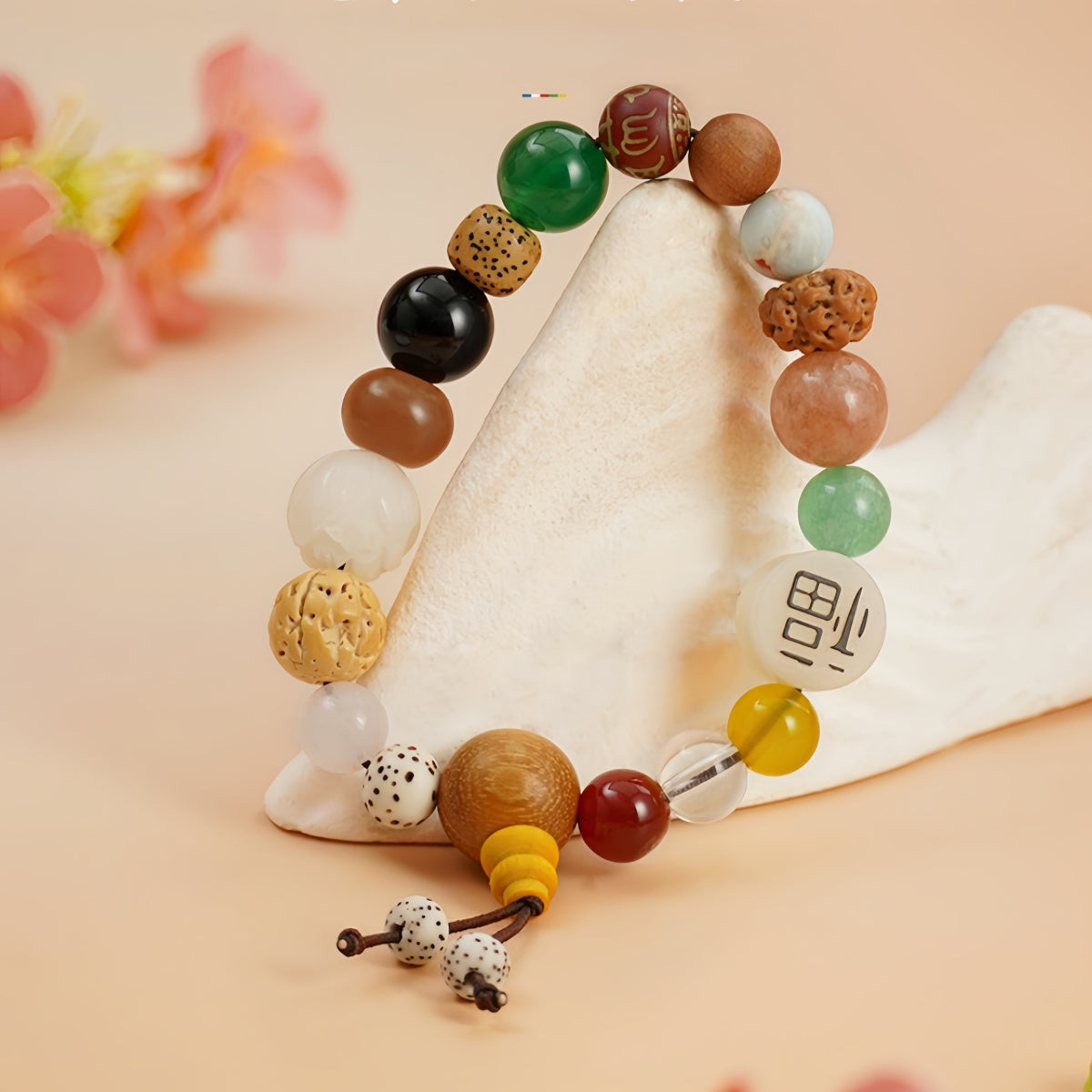 Potalapalace Accessories Handmade Natural 18-Seed Multi-Gem Buddhist Prayer Beads Bracelet