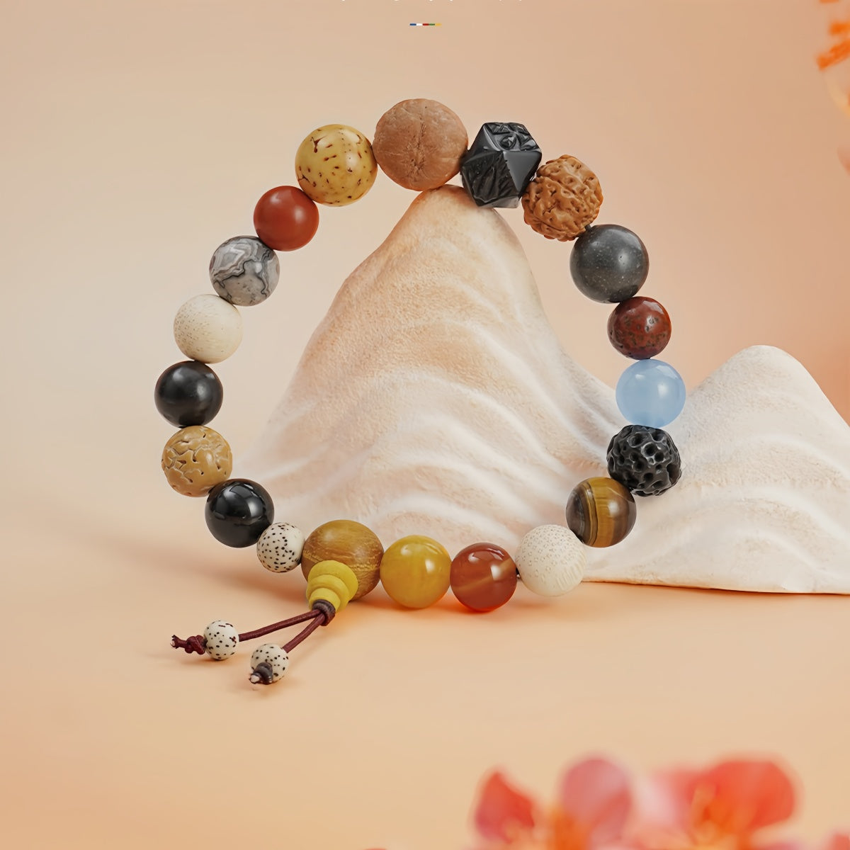 Potalapalace Accessories Handmade Natural 18-Seed Multi-Gem Buddhist Prayer Beads Bracelet