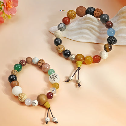 Potalapalace Accessories Handmade Natural 18-Seed Multi-Gem Buddhist Prayer Beads Bracelet