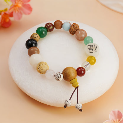 Potalapalace Accessories Handmade Natural 18-Seed Multi-Gem Buddhist Prayer Beads Bracelet