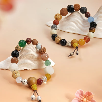 Potalapalace Accessories Handmade Natural 18-Seed Multi-Gem Buddhist Prayer Beads Bracelet