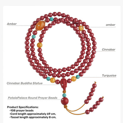 Potalapalace饰品 手工天然朱砂 108颗念珠