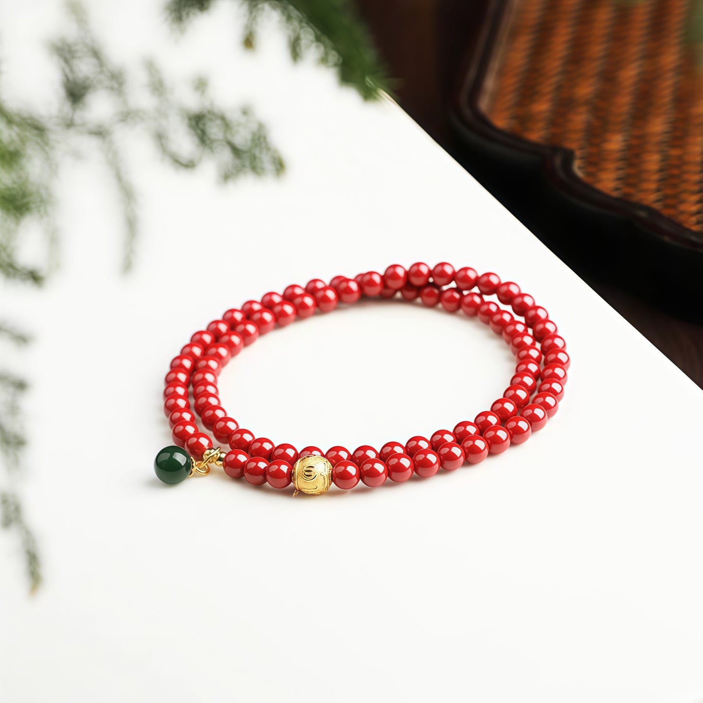 Potalapalace饰品手工天然朱砂多股手链，饰有六音节咒语