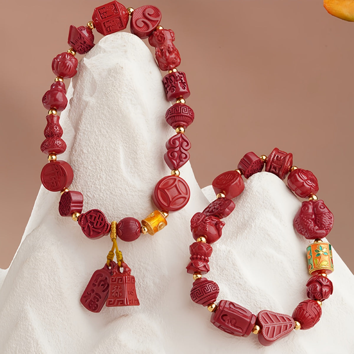 Potalapalace饰品手工天然朱砂多宝石手链
