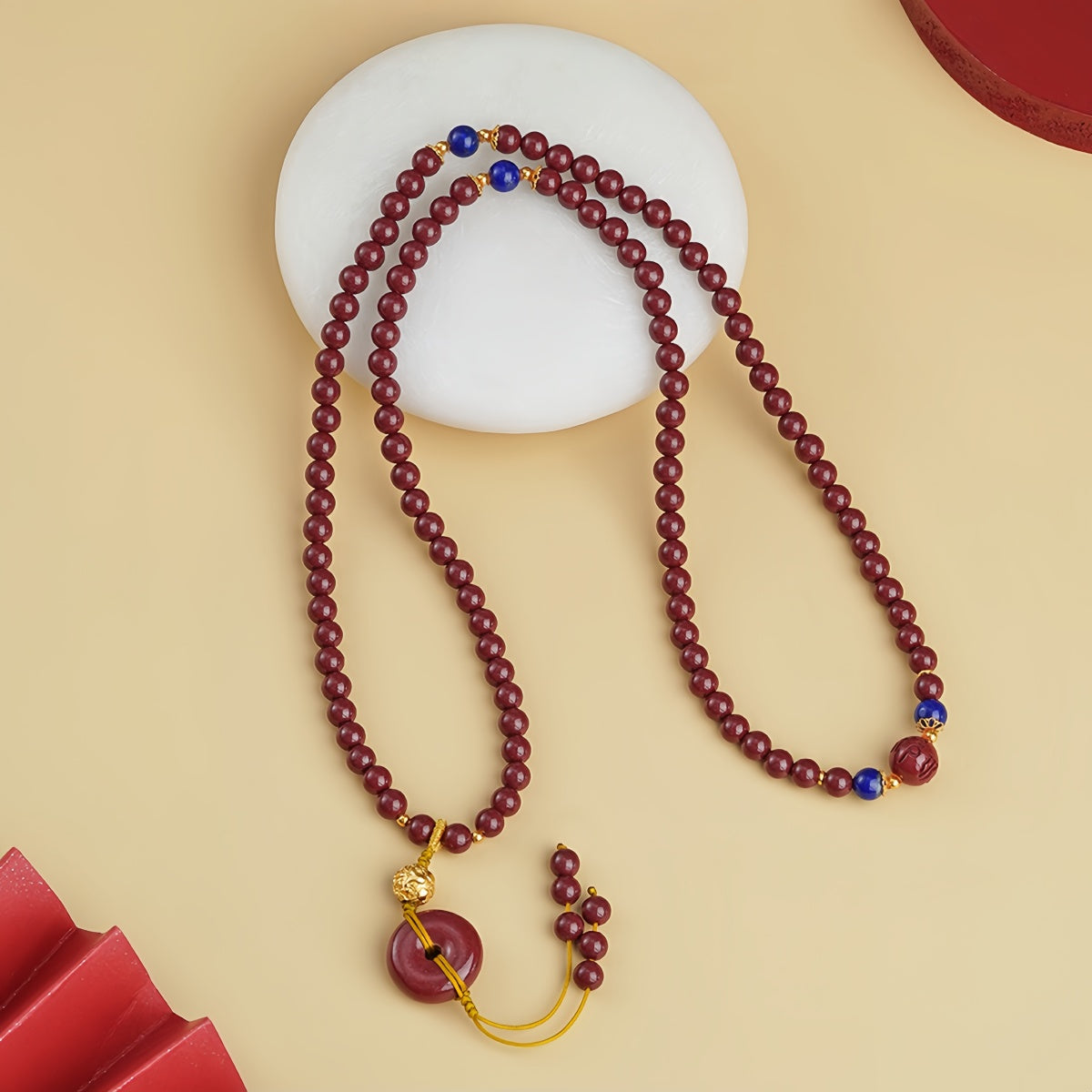 Potalapalace Accessories 手工天然108颗朱砂青金石串珠