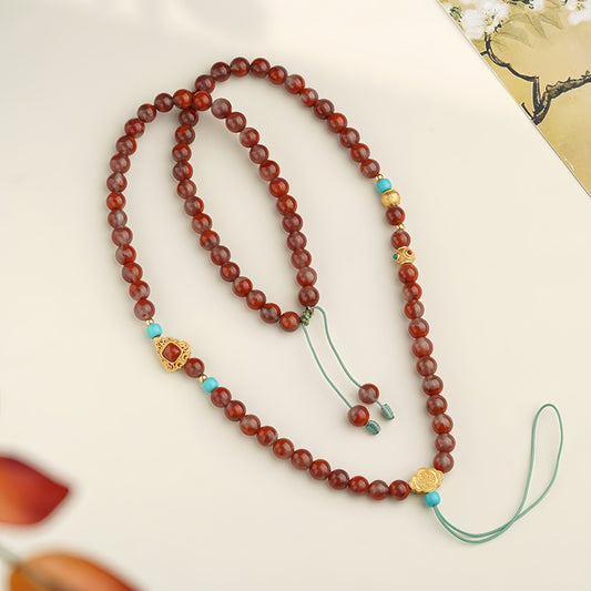 Potalapalace Accessories Handmade Natural Green Pine River South Red Jade Necklace
