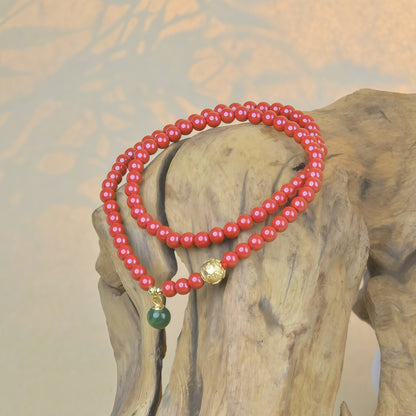 Potalapalace饰品手工天然朱砂多股手链，饰有六音节咒语