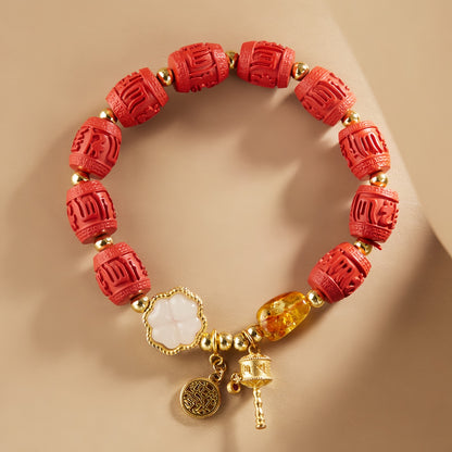 Potalapalace饰品手工天然朱砂六字真言莲蓬手链