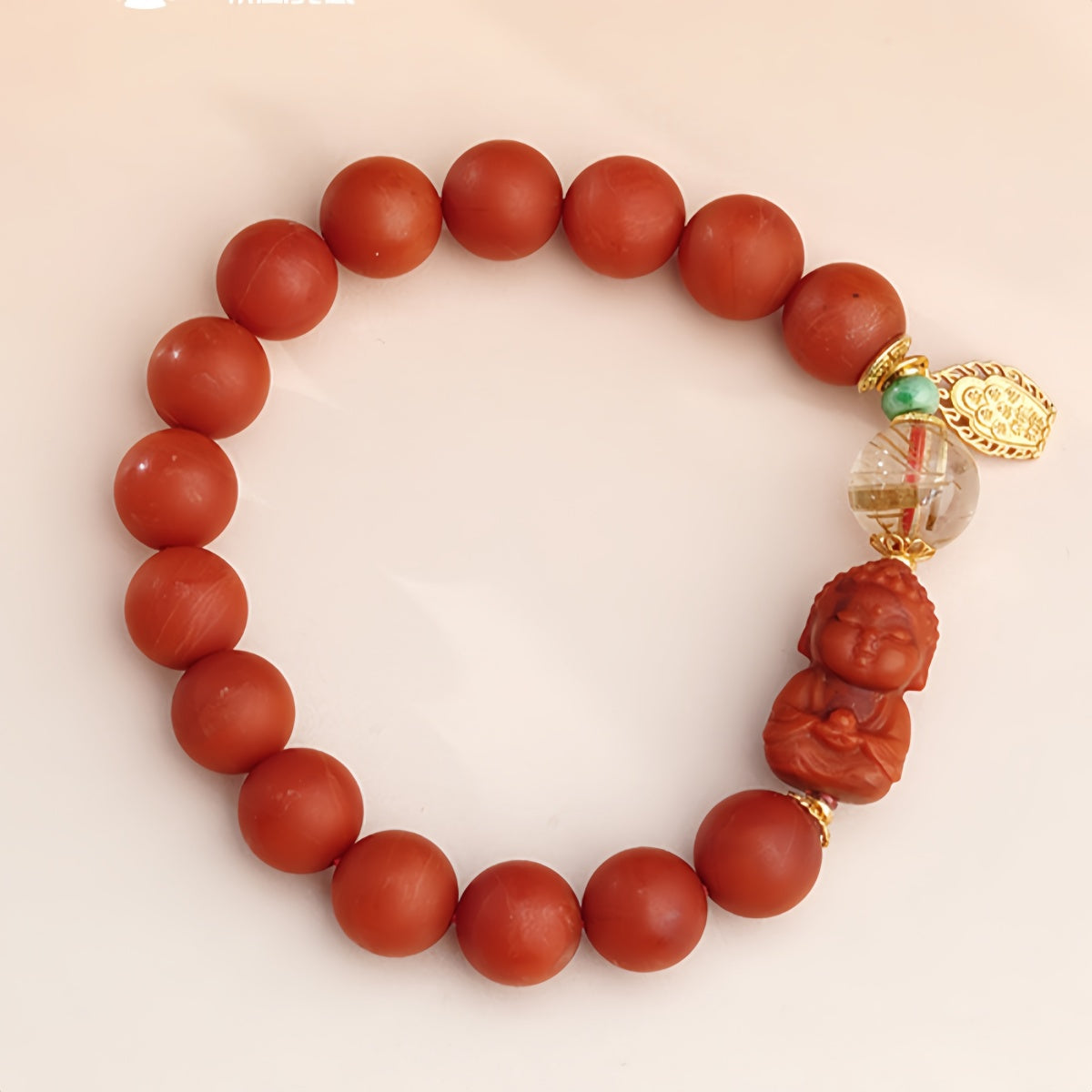Potalapalace Accessories Handmade Natural Southern Red Agate Tibetan Style Carved Red Agate Bracelet