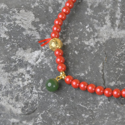 Potalapalace饰品手工天然朱砂多股手链，饰有六音节咒语