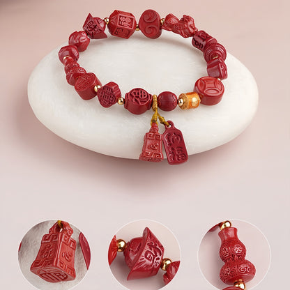 Potalapalace饰品手工天然朱砂多宝石手链